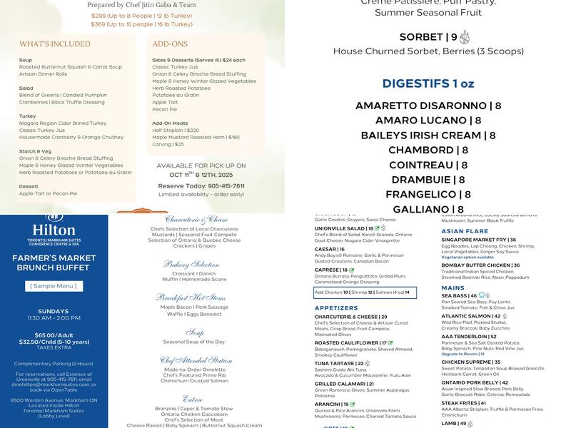 Essence of Unionville Menu