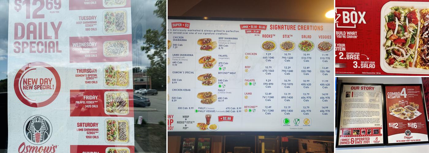 Osmow's Shawarma Menu