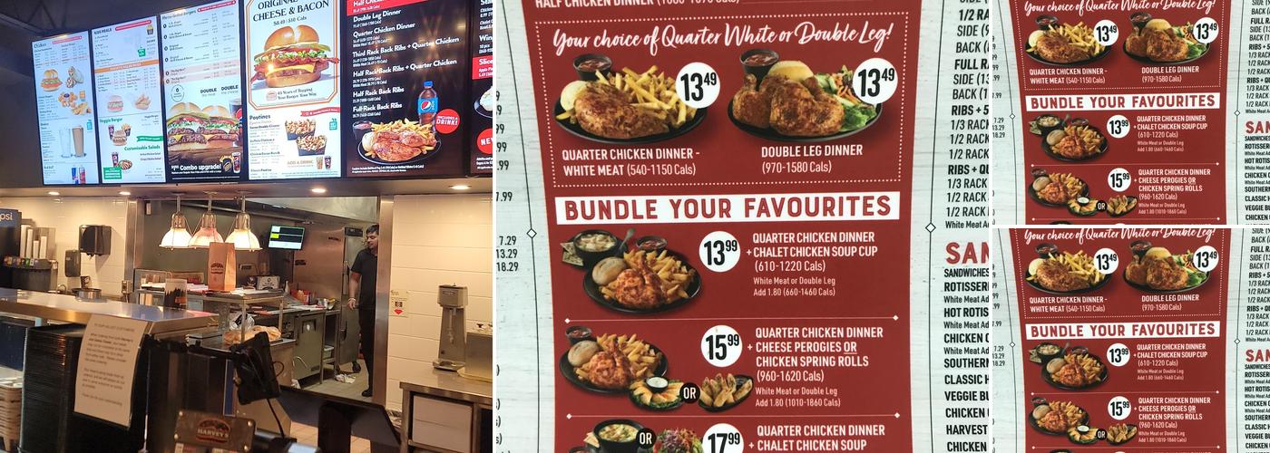 Harvey's Menu