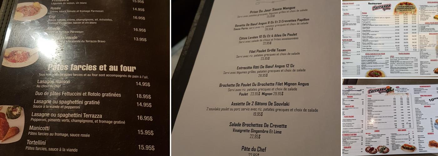 Restaurant Terrazza Bravo Menu