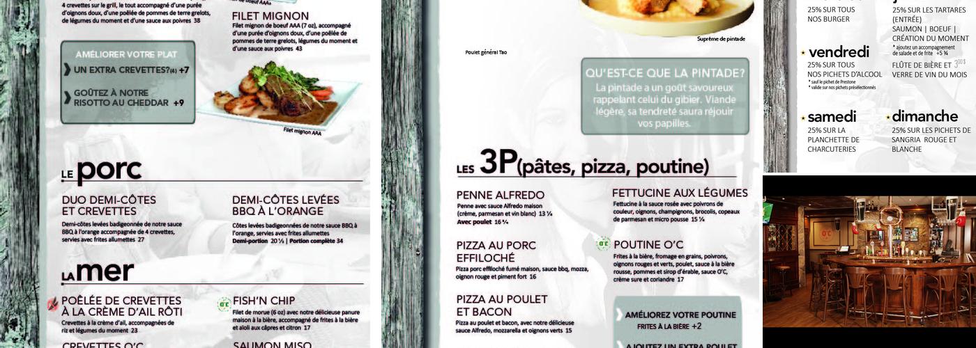 O'Connell - Pub Irlandais Menu