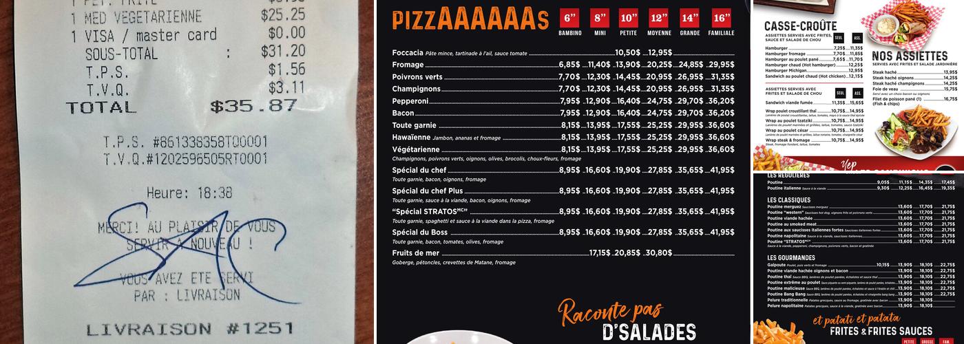 Stratos Pizzeria Menu