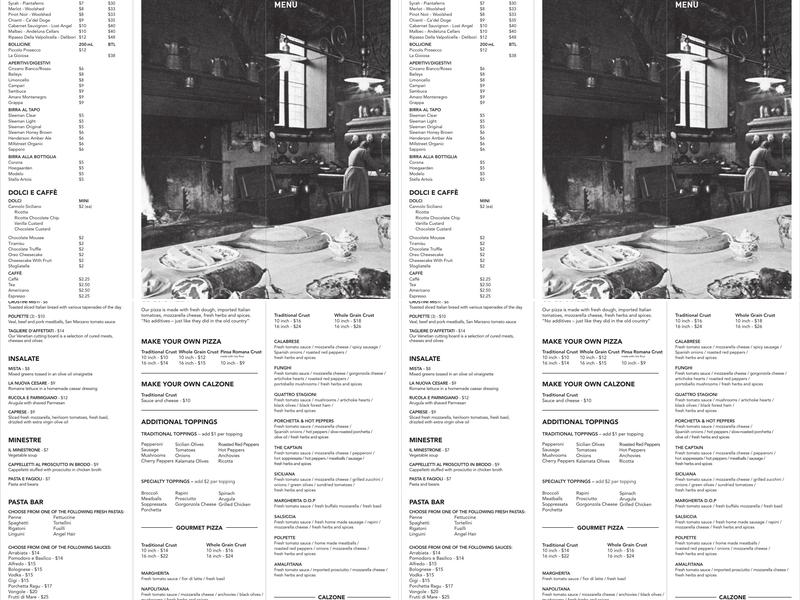 Nonna Francesca's Ristorante King City Menu