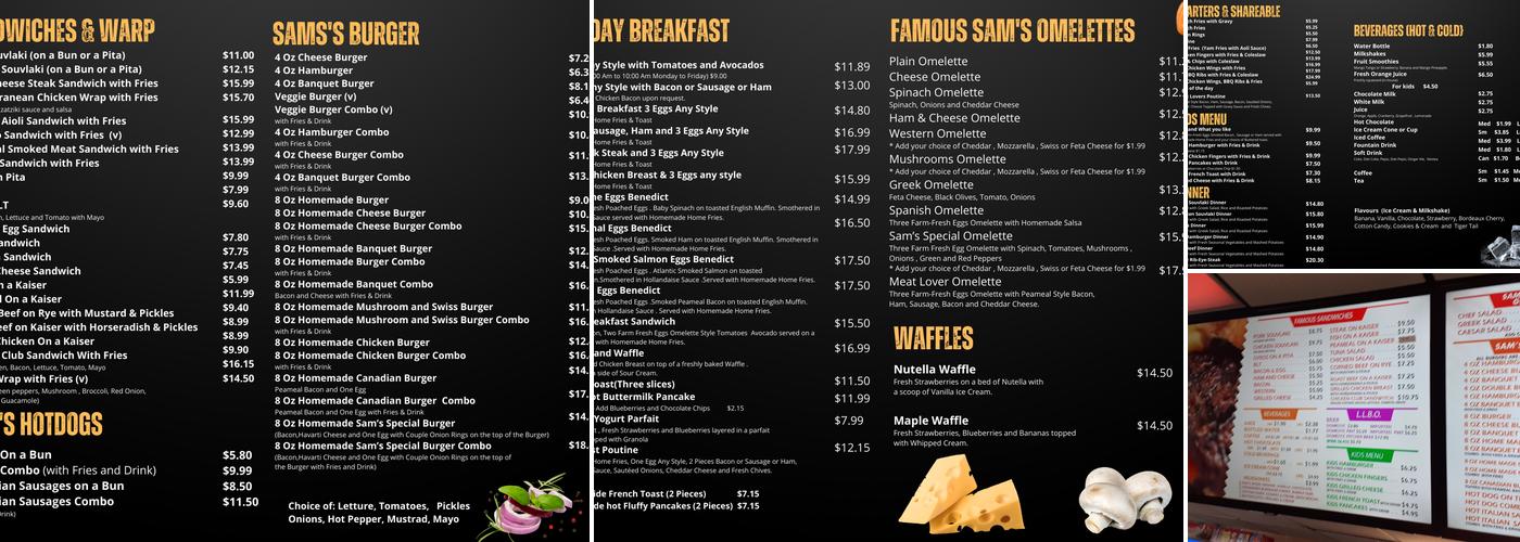 Famous Sams Restaurant Menu