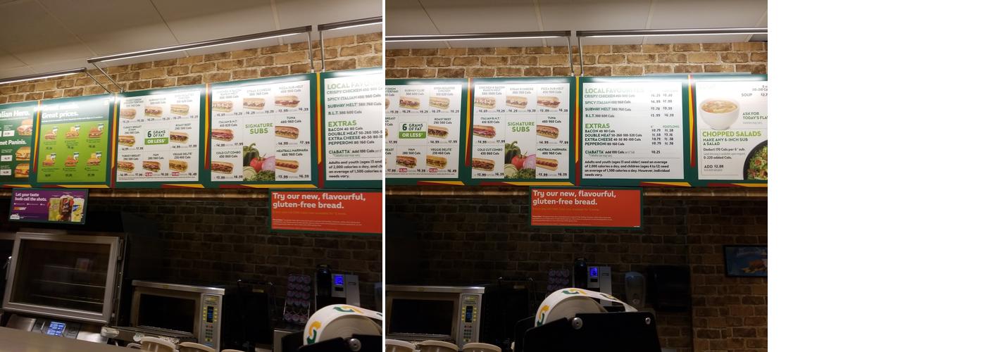 Subway Menu