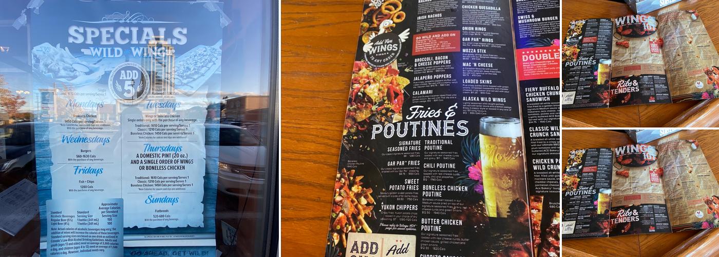 Wild Wing Menu