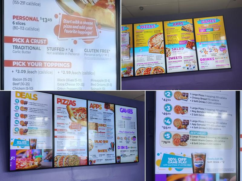 Chuck E. Cheese Menu