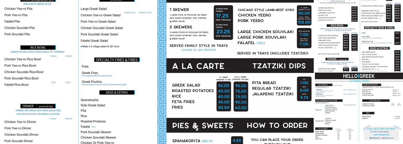 Hello Greek Menu