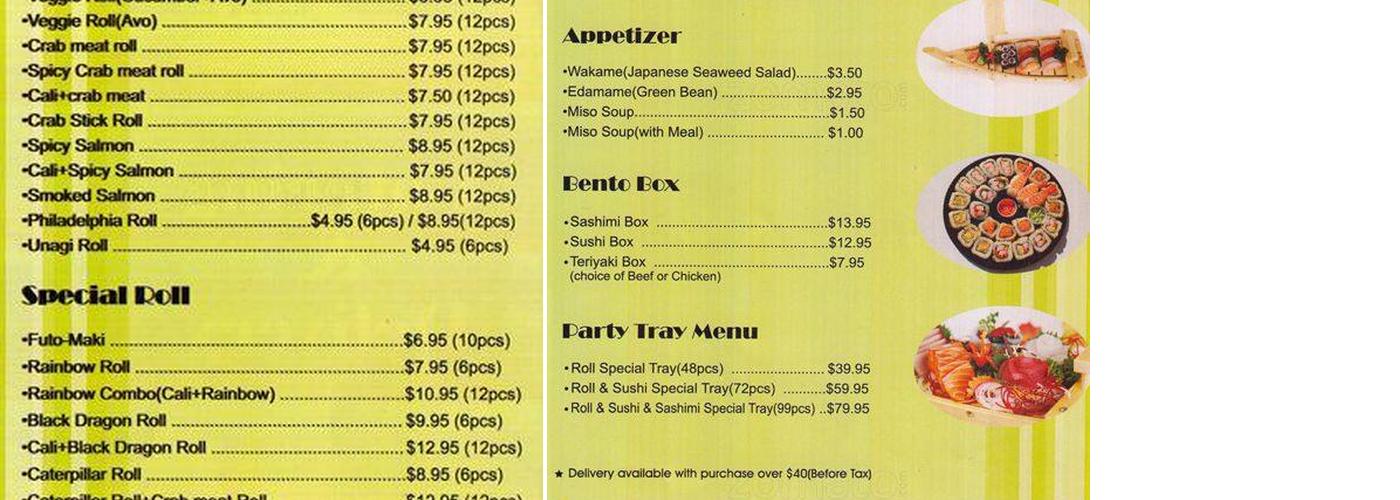 Bibab Express Menu