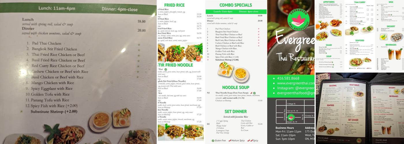 Evergreen Thai Kitchen and Bar Menu