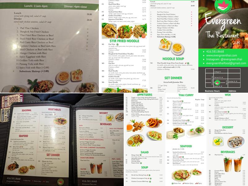 Evergreen Thai Kitchen and Bar Menu