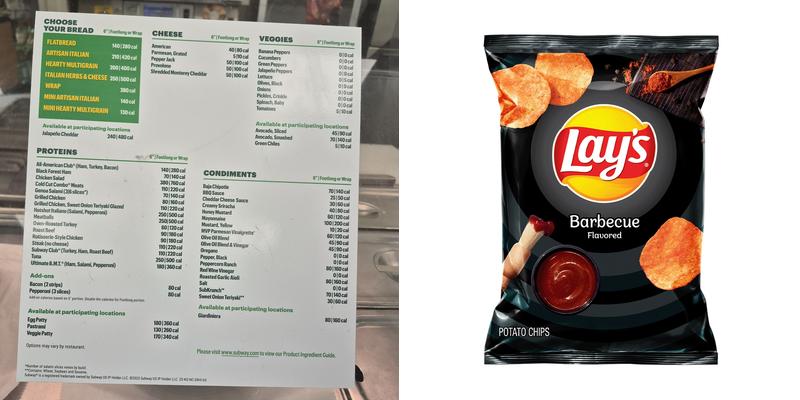 Subway Menu