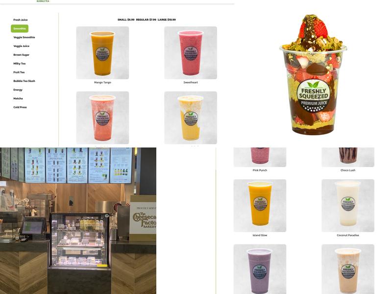 Freshly Squeezed Bubble Tea Menu