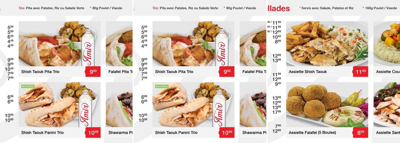 Restaurant Amir Rawdon Menu