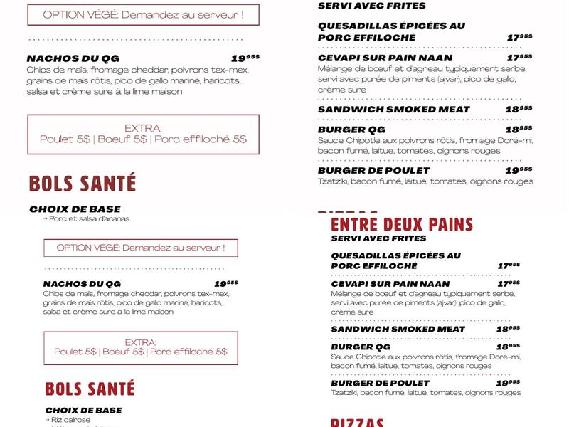 Quartier Général - Bar Spectacle - Wine Cocktails - Terrasse Menu