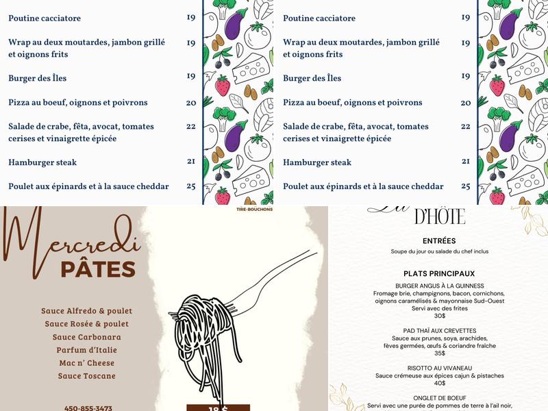 Resto-Bar Les Tire-Bouchons Menu