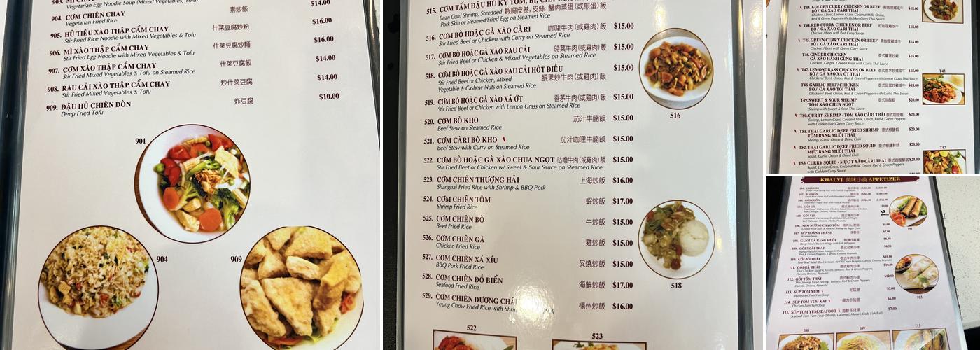 Pho Mi Viet Thai Menu