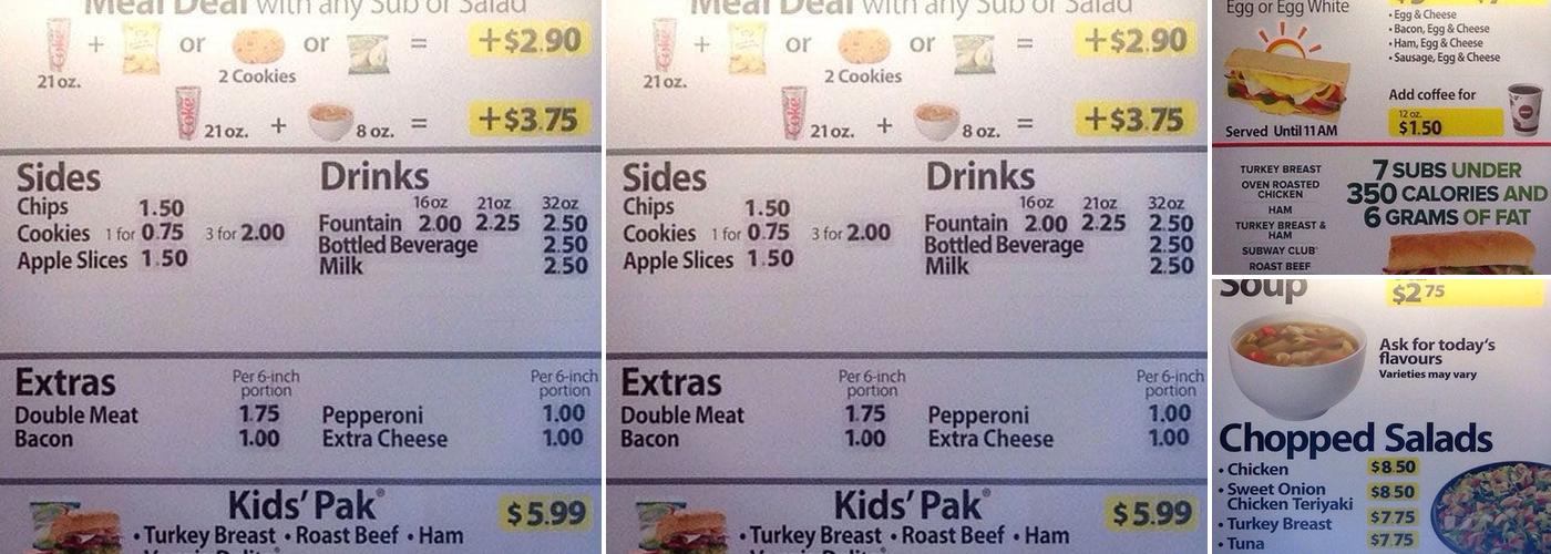 Subway Menu