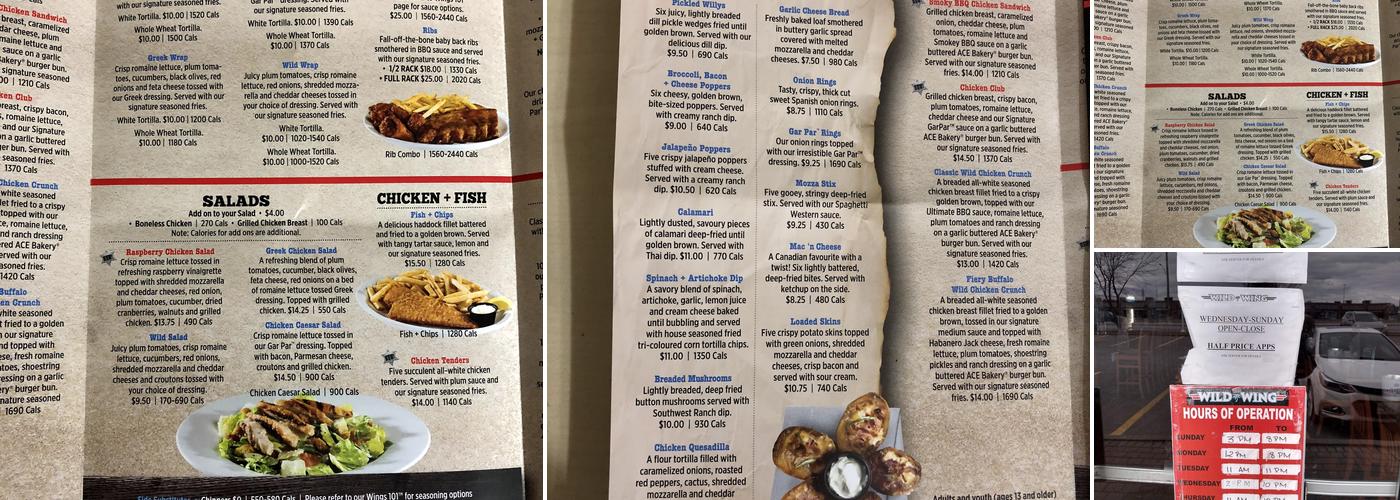 Wild Wing Menu