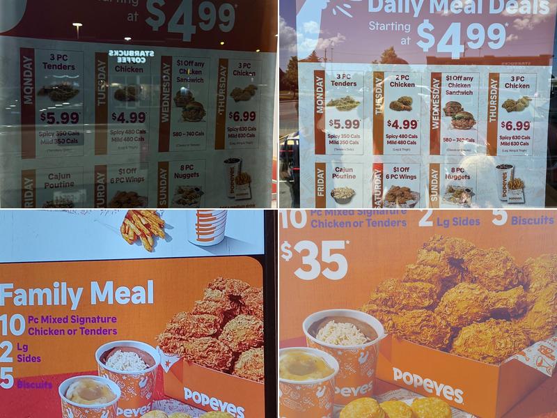 Popeyes Louisiana Kitchen Menu