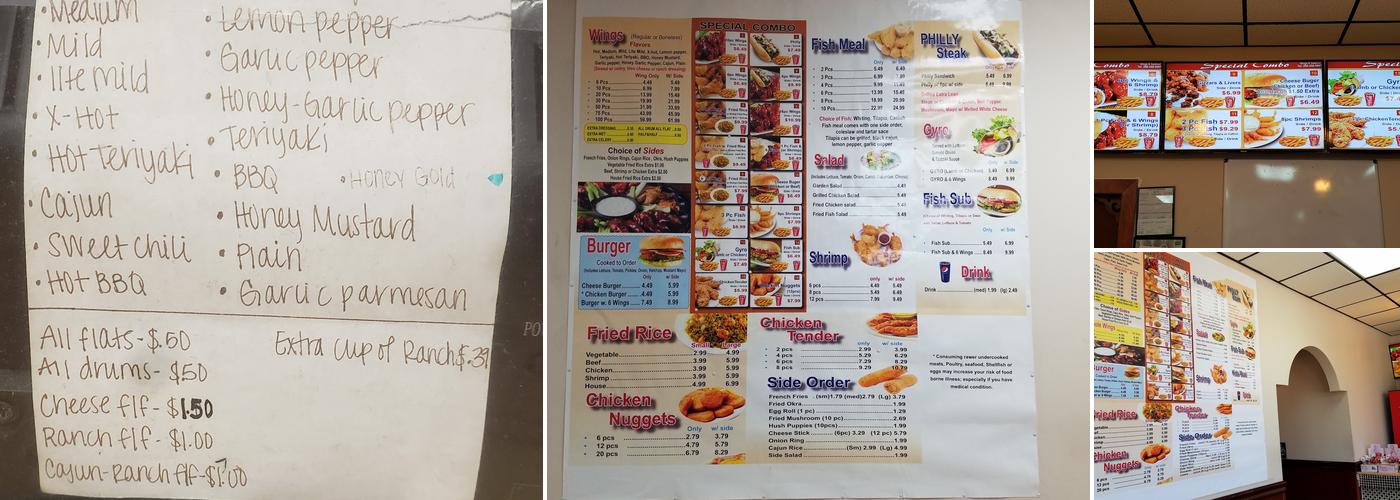 Wings And Seafood Menu