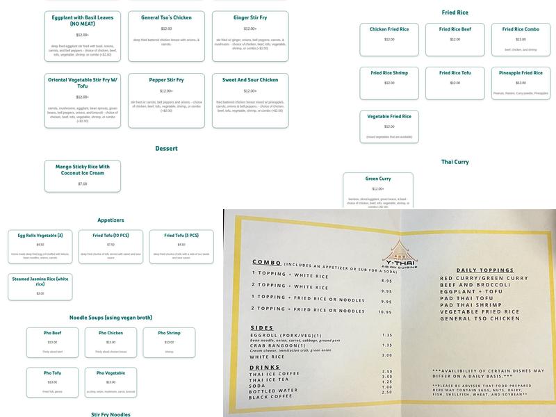Y-Thai Menu
