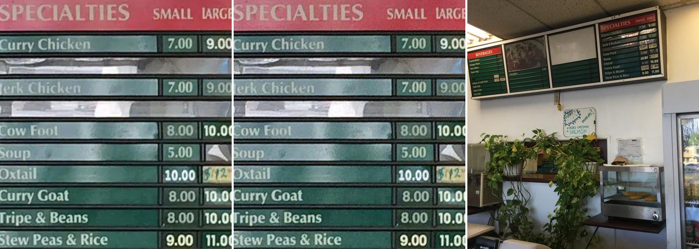 Caribbean Splash Menu