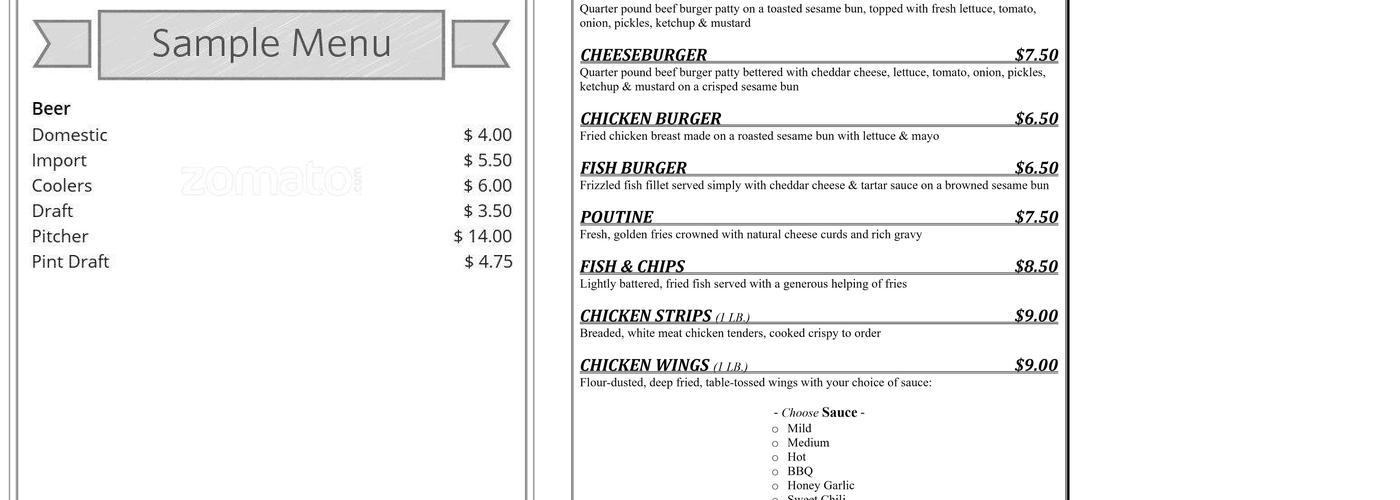 Happyland Pub & Wings Menu