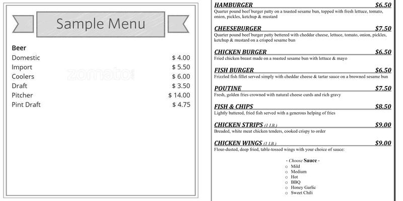 Happyland Pub & Wings Menu