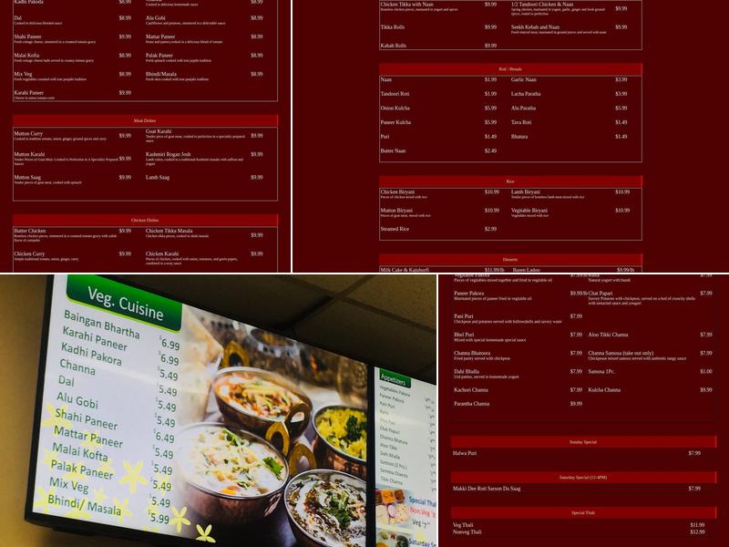 Mistaan Catering and Sweets Inc. Menu