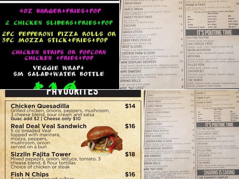 Shannon’s Tap + Grill Menu