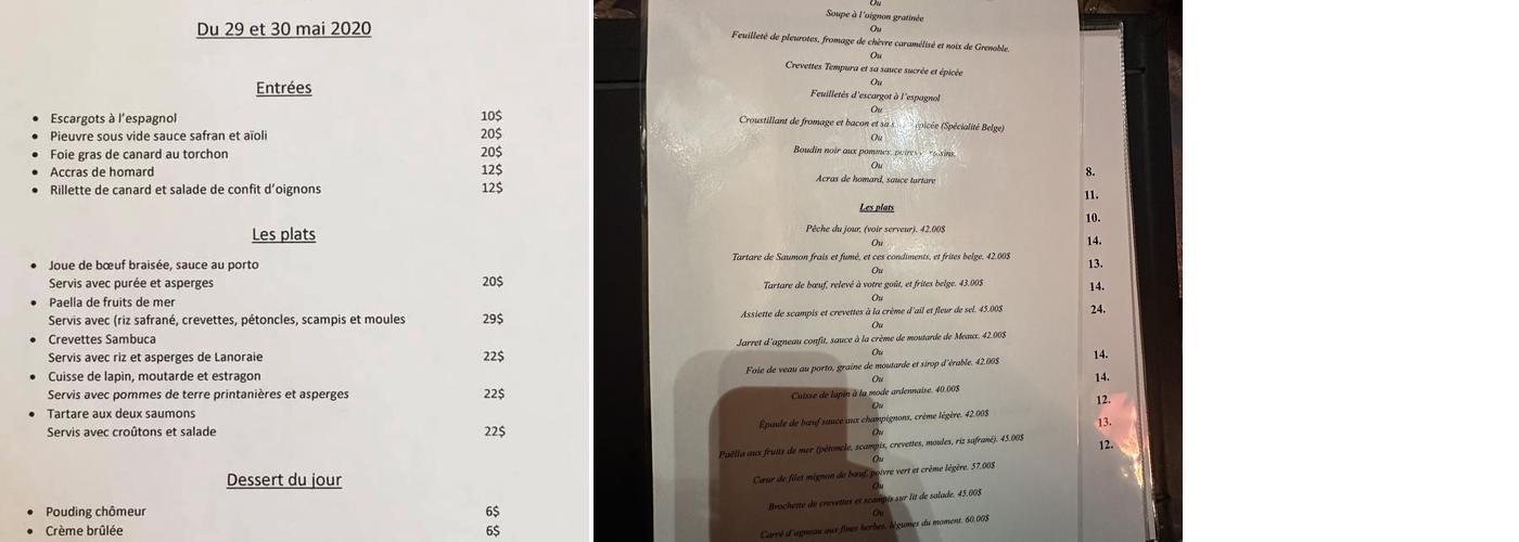 Lapin Qui Tousse Menu