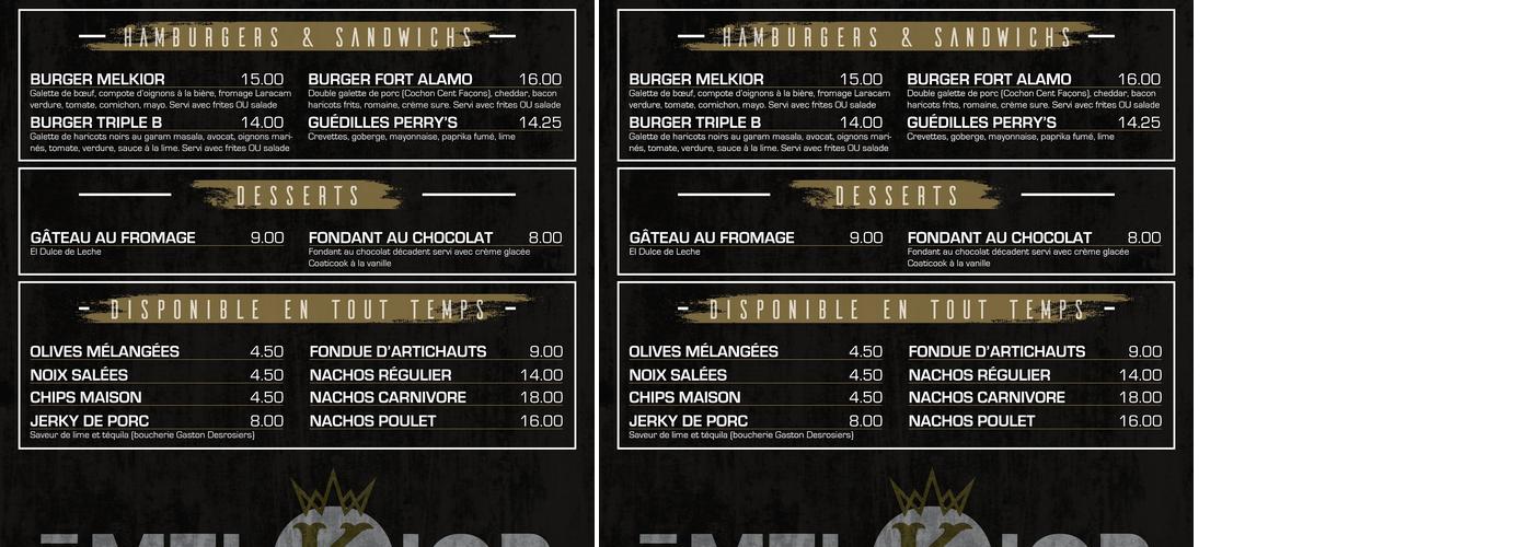 Le Melkior - Bar à Bières Menu