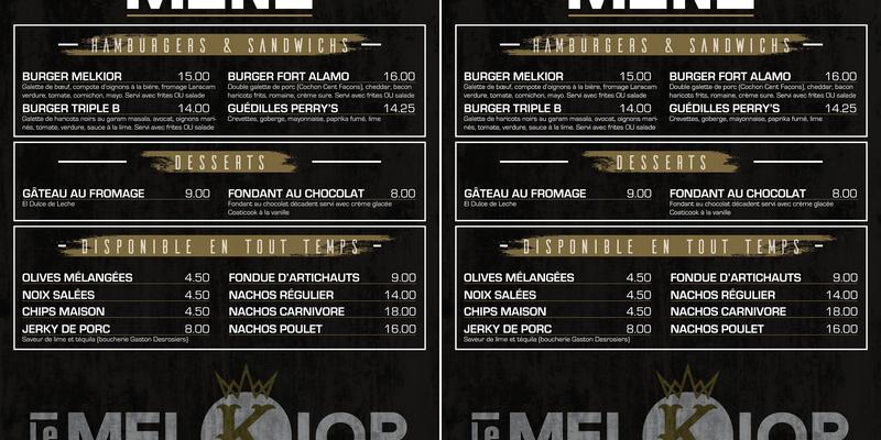 Le Melkior - Bar à Bières Menu