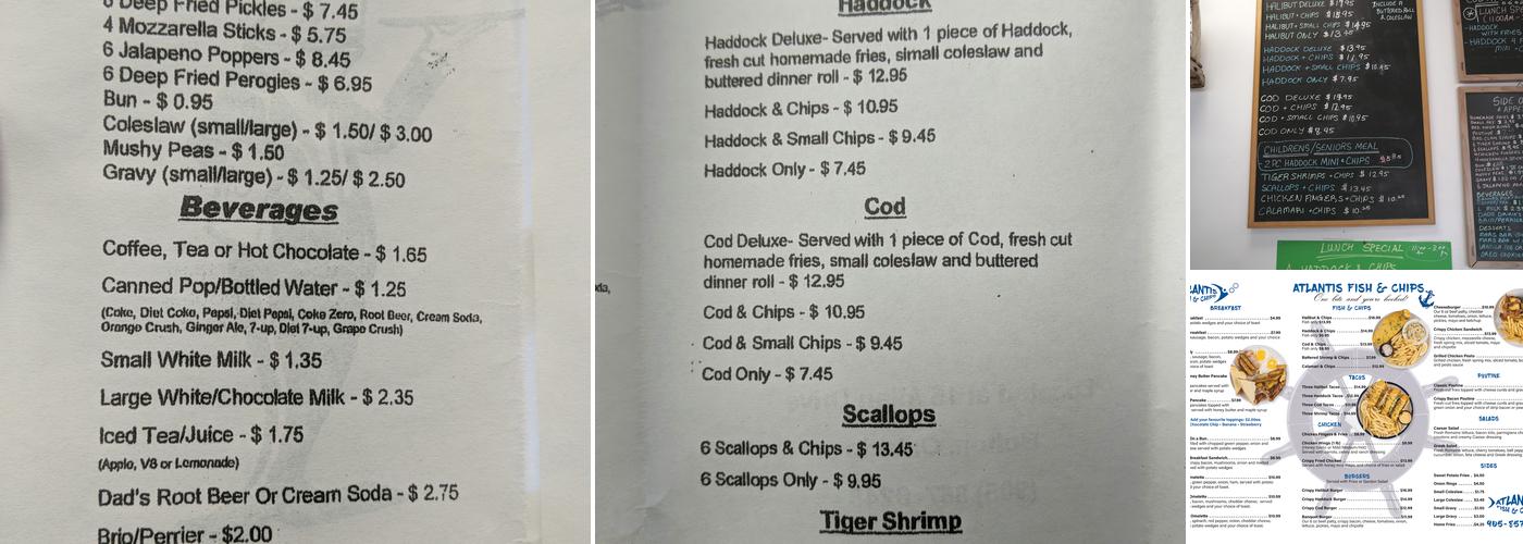 Atlantis Fish & Chip Menu