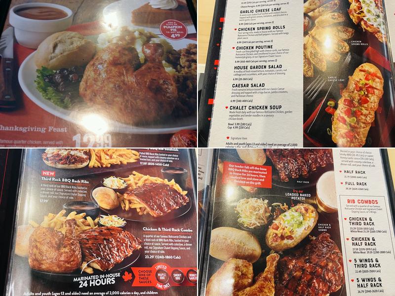 Swiss Chalet Menu