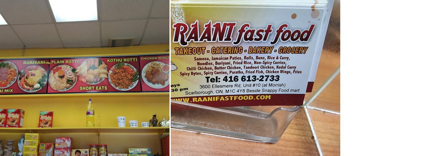 Raani Fast Food Menu