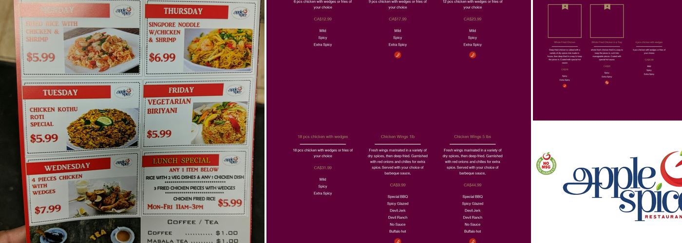 Applespice Restaurant Menu
