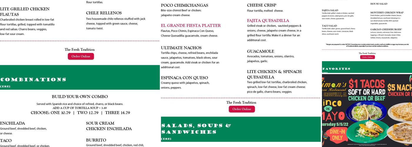 Garcia's Mexican Restaurant Menu