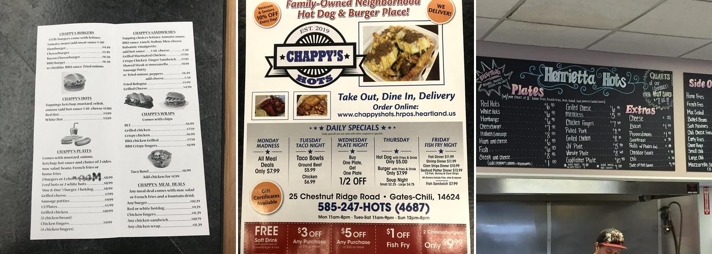 Chappy's Hots Henrietta Menu