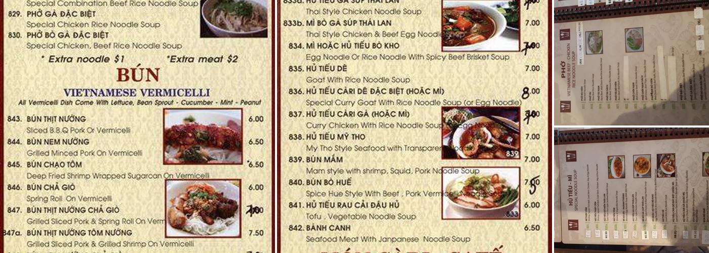 Pho Lien Hung Menu