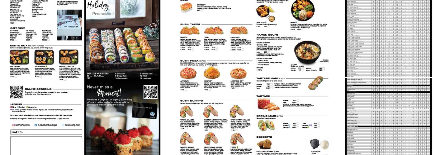 Sushi Shop Menu