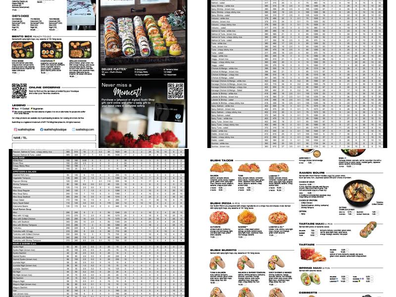 Sushi Shop Menu