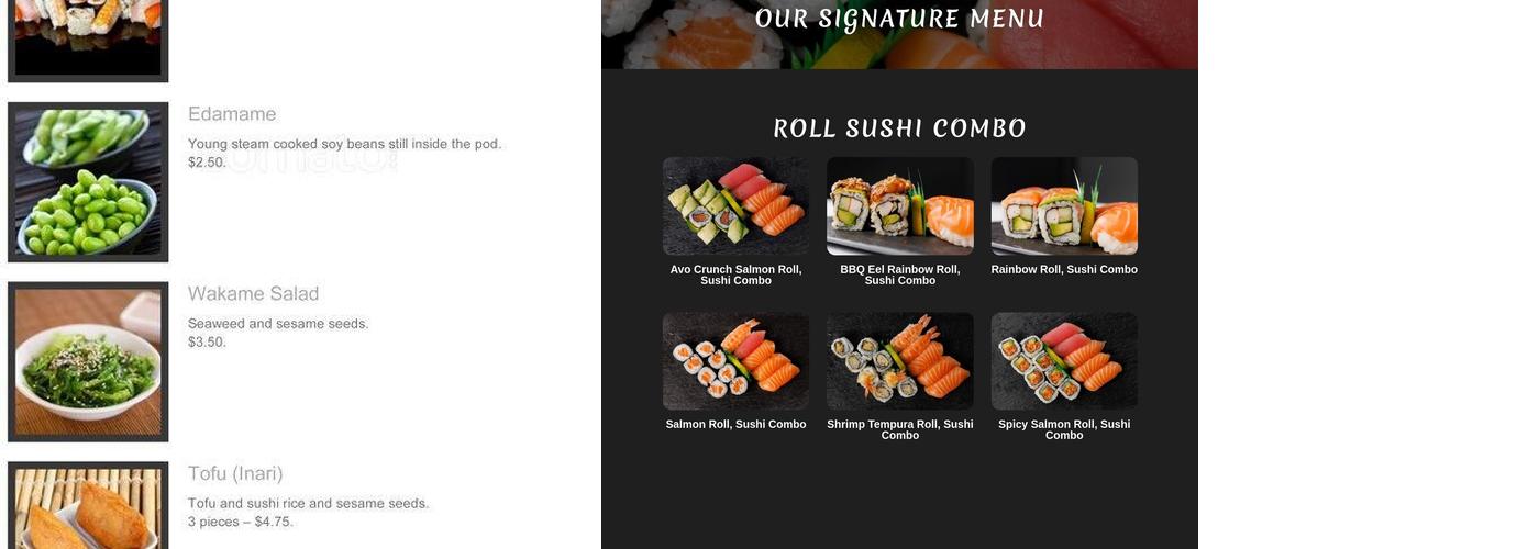 Mac's Sushi Menu