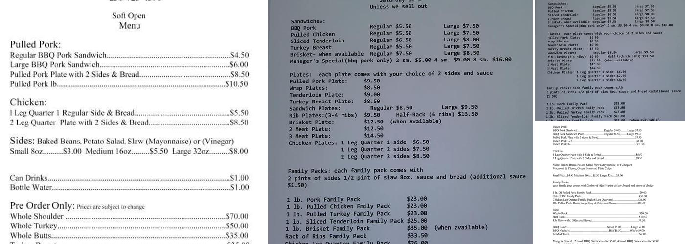 Donnie's BBQ Corner Menu