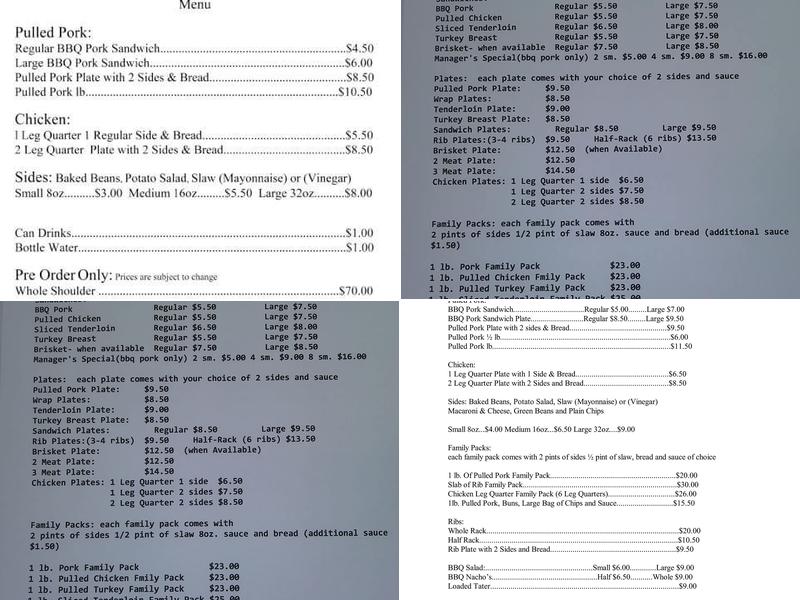 Donnie's BBQ Corner Menu