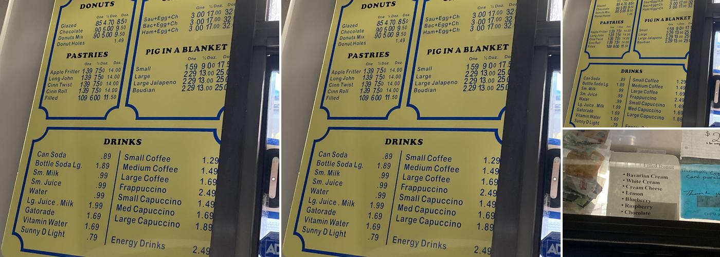 Daylight Donuts Menu