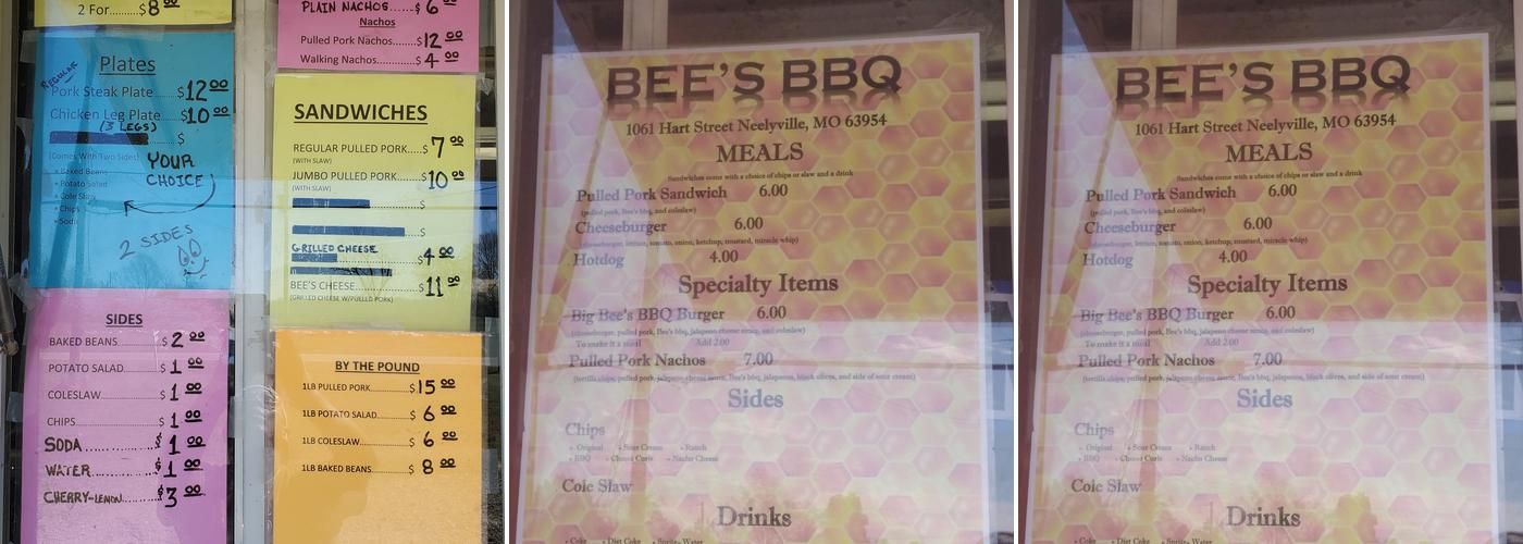 BEE's BBQ Menu
