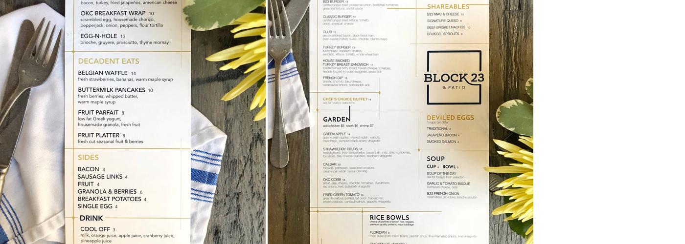 Block 23 Menu
