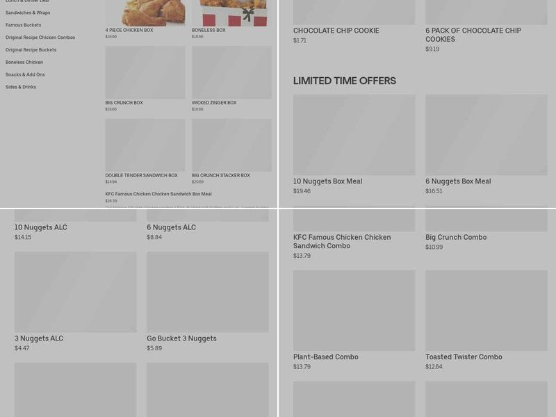 KFC Menu